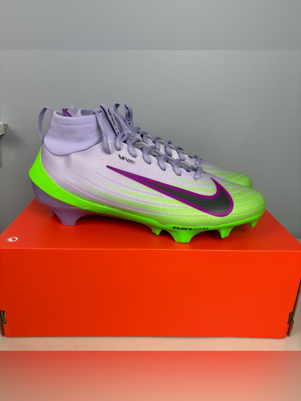 New Nike Vapor Pro 1 Football Cleats Green Purple IB8250-500 Men's 10